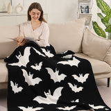 Halloween Bat Patterned Reversible Throw Blanket