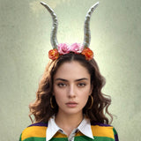 Halloween Floral Horned Crown Headband