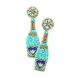 Heart Accented Beaded Champagne Dangle Earrings