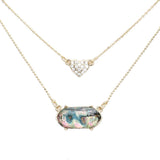 Heart Hexagon Bead Pendant Double Layered Necklace