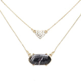Heart Hexagon Bead Pendant Double Layered Necklace