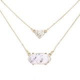 Heart Hexagon Bead Pendant Double Layered Necklace