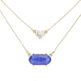 Heart Hexagon Bead Pendant Double Layered Necklace
