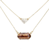 Heart Hexagon Bead Pendant Double Layered Necklace