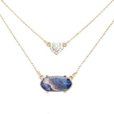 Heart Hexagon Bead Pendant Double Layered Necklace