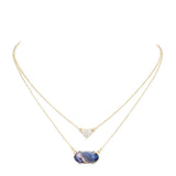 Heart Hexagon Bead Pendant Double Layered Necklace