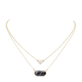 Heart Hexagon Bead Pendant Double Layered Necklace