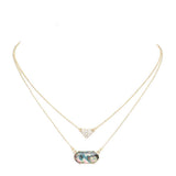 Heart Hexagon Bead Pendant Double Layered Necklace