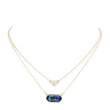 Heart Hexagon Bead Pendant Double Layered Necklace