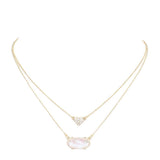 Heart Hexagon Bead Pendant Double Layered Necklace