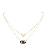Heart Hexagon Bead Pendant Double Layered Necklace
