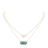Heart Hexagon Bead Pendant Double Layered Necklace