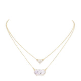 Heart Hexagon Bead Pendant Double Layered Necklace