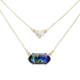 Heart Hexagon Bead Pendant Double Layered Necklace