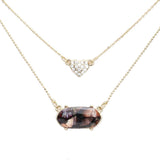Heart Hexagon Bead Pendant Double Layered Necklace