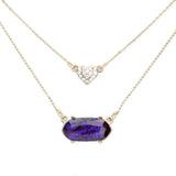 Heart Hexagon Bead Pendant Double Layered Necklace