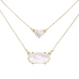 Heart Hexagon Bead Pendant Double Layered Necklace