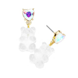Heart Stone Gummy Bear Dangle Earrings