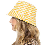 Houndstooth Patterned Bucket Hats