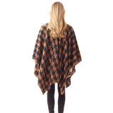 Houndstooth Printed Ruana Poncho Houndstooth Open Poncho