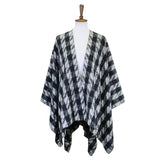 Houndstooth Printed Ruana Poncho Houndstooth Open Poncho