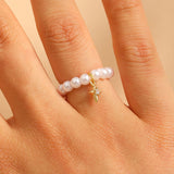 Light Luxury Baroque Pearl Ring with Charms