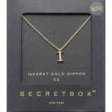 -I- Secret Box 14K Gold Dipped Cubic Zirconia Initial Monogram Pendant Necklace