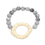 Irregular Charm Semi Precious Stone Beaded Stretch Bracelet