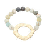 Irregular Charm Semi Precious Stone Beaded Stretch Bracelet