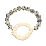 Irregular Charm Semi Precious Stone Beaded Stretch Bracelet