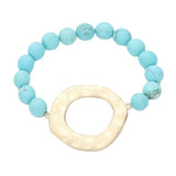 Irregular Charm Semi Precious Stone Beaded Stretch Bracelet