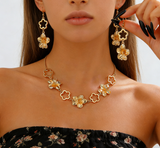 Elegant Hollow Flower Bracelet & Earrings Set