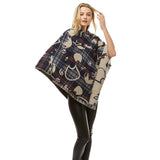 Kit Playing Cats Plaid Poncho Ruana