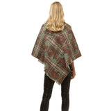 Kit Playing Cats Plaid Poncho Ruana