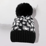 Leopard Pattern Pom Pom Beanie Hat