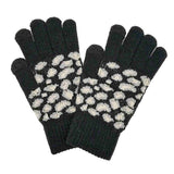 Leopard Patterned Knit Smart Gloves