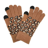 Leopard Patterned Knit Smart Gloves