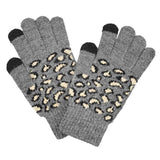 Leopard Patterned Knit Smart Gloves