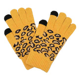 Leopard Patterned Knit Smart Gloves