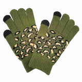 Leopard Patterned Knit Smart Gloves