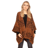 Leopard Printed Ruana Poncho Animal Pattern Poncho