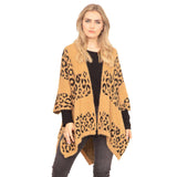 Leopard Printed Ruana Poncho Animal Pattern Poncho