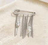 Heart, Star & Four-Pointed Star Tassel Brooch
