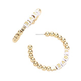 LOVE Metal Ball Half Hoop Message Earrings