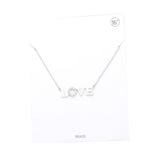 LOVE Rhinestone Embellished Brass Metal Message Pendant Necklace