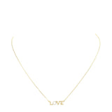 LOVE Rhinestone Embellished Brass Metal Message Pendant Necklace