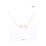 LOVE Rhinestone Embellished Brass Metal Message Pendant Necklace