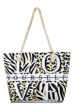 Love Yourself Animal Print Beach Bag