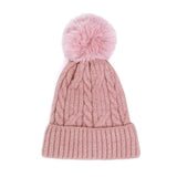Lurex Accented Solid Cable Knitted Pom Pom Beanie Hat