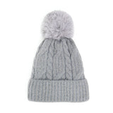 Lurex Accented Solid Cable Knitted Pom Pom Beanie Hat